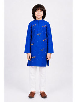 PICCOLO - Bird Applique Embellished Kurta and Pyjama- Royal Blue