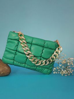 Haute Sauce - Women Green Quilted Sling Bag