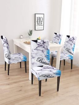 Cortina - Non-Slip Dining Chair Cover Set of 4 Abstract Printed - White & Lavender