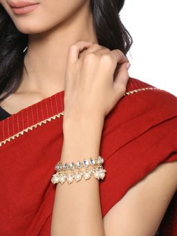 Yellow Chimes - Women Gold Plated Kundan Pearl Drop Bracelet