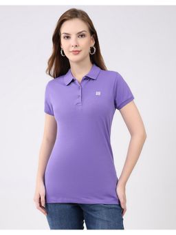 Rock.it - Women Lavender Collar Neck Half Sleeve Polo T-Shirt