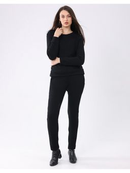 Monte Carlo - Women Black Round Neck Full Sleeve T-Shirt and Pant