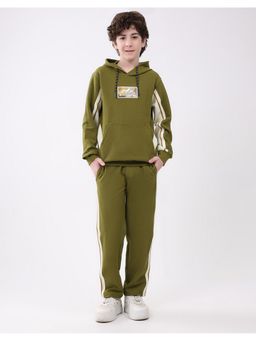 Monte Carlo - Boys Green Hooded Neck Full Sleeve Co-Ord Set