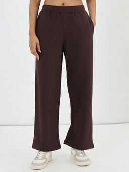 Femmella - Coffee Brown Straight Fleece Track Pant