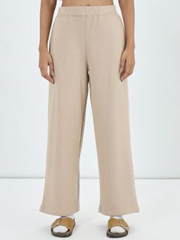 Femmella - Beige Straight Fleece Track Pant