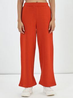 Femmella - Orange Straight Fit Fleece Track Pant