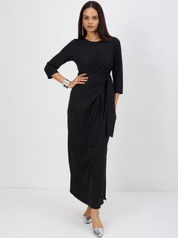 Femmella - Black Tie-Up Maxi Dress