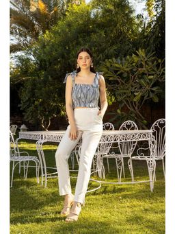 HOUSE OF SAL - Grey Self Design Polyester Crop Top