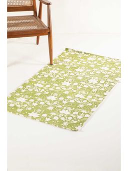 Freedom Tree - Sativa Pure Cotton Green Printed Rug - 2.5Ft X 4.5Ft