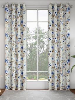 GM - Floral Midnight Printed Door Curtain - Pack Of 2 Panels.