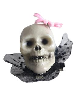 Little Surprise Box - Pink Flower Skull Aligator Clip Halloween Accessory