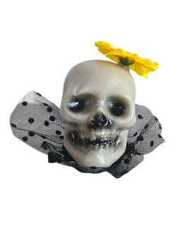 Little Surprise Box - Yellow Flower Skull Aligator Clip Halloween Accessory