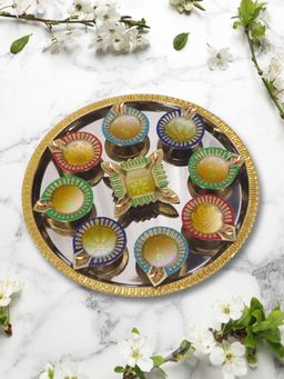 Metalsmith - Aluminium Pack Of 10 Diya with Plate for Home Decor