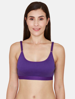 Zivame - Coucouc Essentials Single Layered Non-Wired Medium Coverage Slip On Bra - Prism Violet
