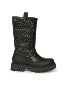Saint G - Megan Flower Cushion Quilted Pull On Calf Boots