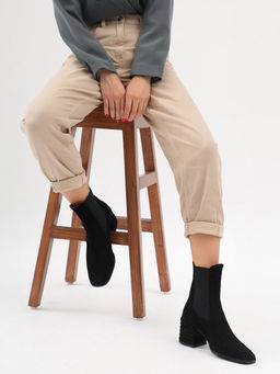 Saint G - Rachel Black Leather High Ankle Chelsea Boots