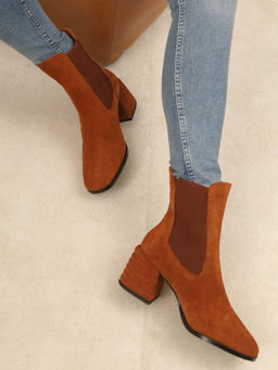 Saint G - Rachel Cognac Leather High Ankle Boots