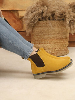 Saint G - Elaine Yellow Suede Leather Chelsea Boots