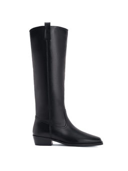 Saint G - Alessia Black Leather Block Heel Knee High Boots
