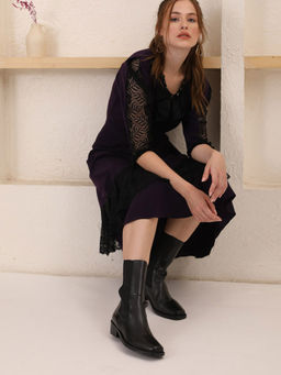 Saint G - Cassie Black Leather High Ankle Boots