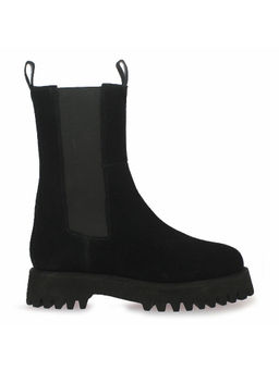 Saint G - Paolina Black Suede Leather High Ankle Boots