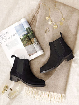 Saint G - Isa Black Suede Leather Ankle Boots