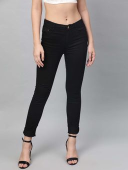 STREET 9 - Women Black Cotton Jeans