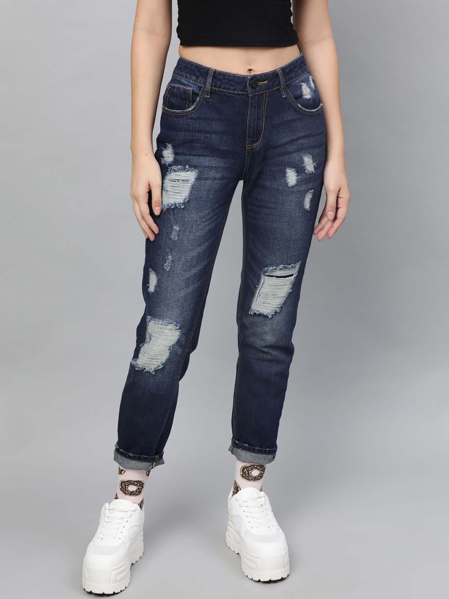 street 9 Women Blue Cotton Jeans-picture-12