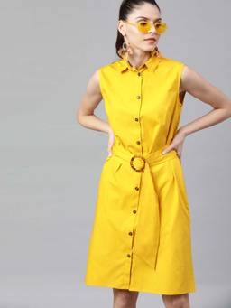 STREET 9 - Women Yellow Cotton Dress