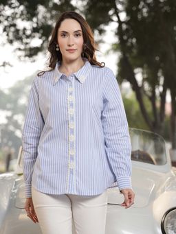 PEPPINOS - Women Blue Cotton Shirt