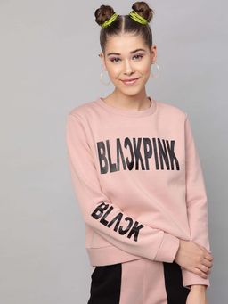 STREET 9 - Women Pink Cotton Sweatshirt