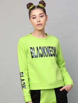 STREET 9 - Women Green Cotton Sweatshirt