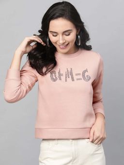 STREET 9 - Women Pink Cotton Sweatshirt