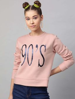 STREET 9 - Women Pink Cotton Sweatshirt