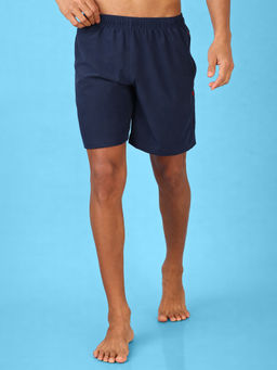 LYCOT - Men All-Purpose Training Dry-Fit Sports 2 Zip Pockets Navy Blue Shorts