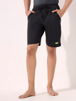 LYCOT - Men Polyester Black Shorts