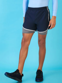 LYCOT - Men Compression Sports Navy Blue Shorts