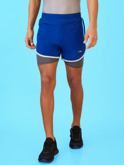 LYCOT - Men Compression Sports Blue Shorts