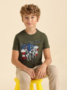 U.S. POLO ASSN. - Kids Boys Graphic Printed Regular Fit T-shirt
