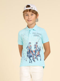 U.S. POLO ASSN. - Kids Boys Graphic Printed Pure Cotton Polo T-shirt