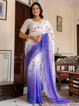 SATRANI - Ombre Printed Linen Cotton Ready To Wear Saree with Unstitched Blouse