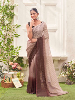 SATRANI - Mauve Ombre Chiffon Ready To Wear Saree with Unstitched Blouse