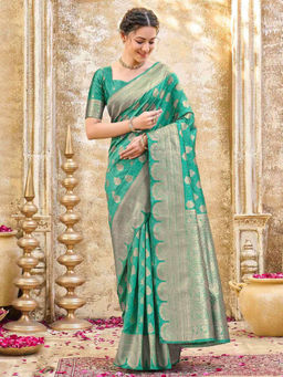 SATRANI - Mint Green Weaving Silk Saree with Unstitched Blouse