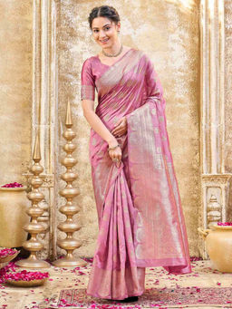 SATRANI - Light Pink Weaving Silk Saree with Unstitched Blouse
