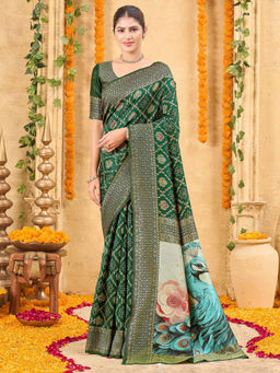 SATRANI - Olive Weaving Silk Saree with Unstitched Blouse