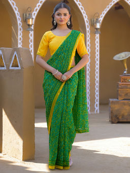 SATRANI - Paisley Printed Lace Chiffon Saree with Unstitched Blouse