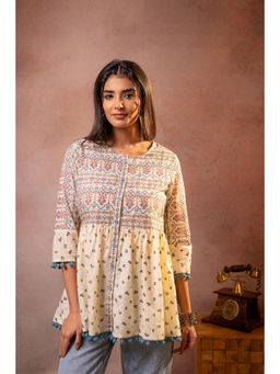 Juniper - Off White Printed Ethnic Tunic