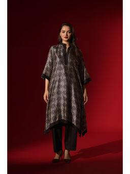 Naseebo - Ebony Black Silk Printed Kurta and Pant