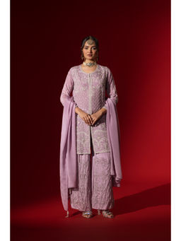 Naseebo - Lavender Embroidered Kurta with Palazzo & Dupatta
