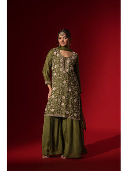 Naseebo - Green Sunny Flare Kurta with Palazzo & Dupatta